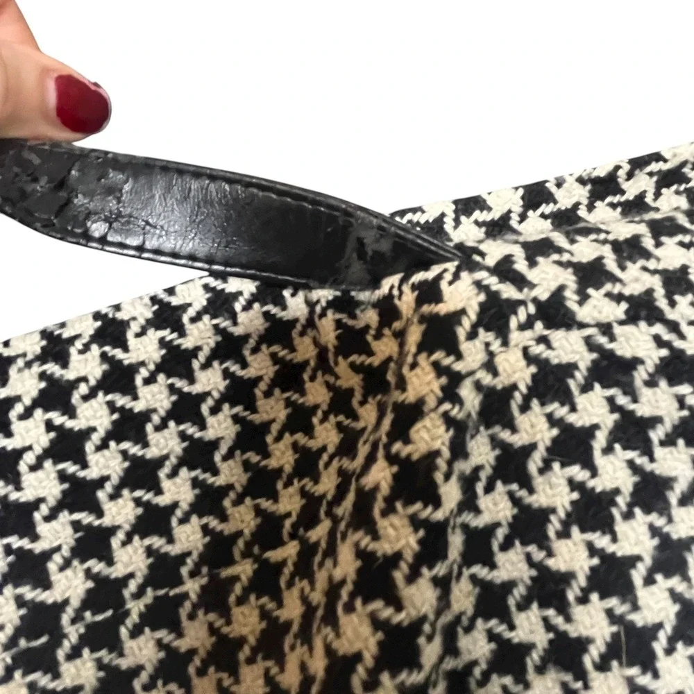 Ann Taylor Loft Houndstooth Pencil Skirt Wool Blend Size 14 Belted Knee‎ Length